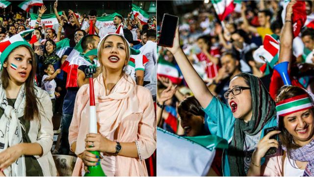Suporter Wanita Iran Melihat Pertandingan Sepak Bola di Stadion Untuk Pertama Kalinya